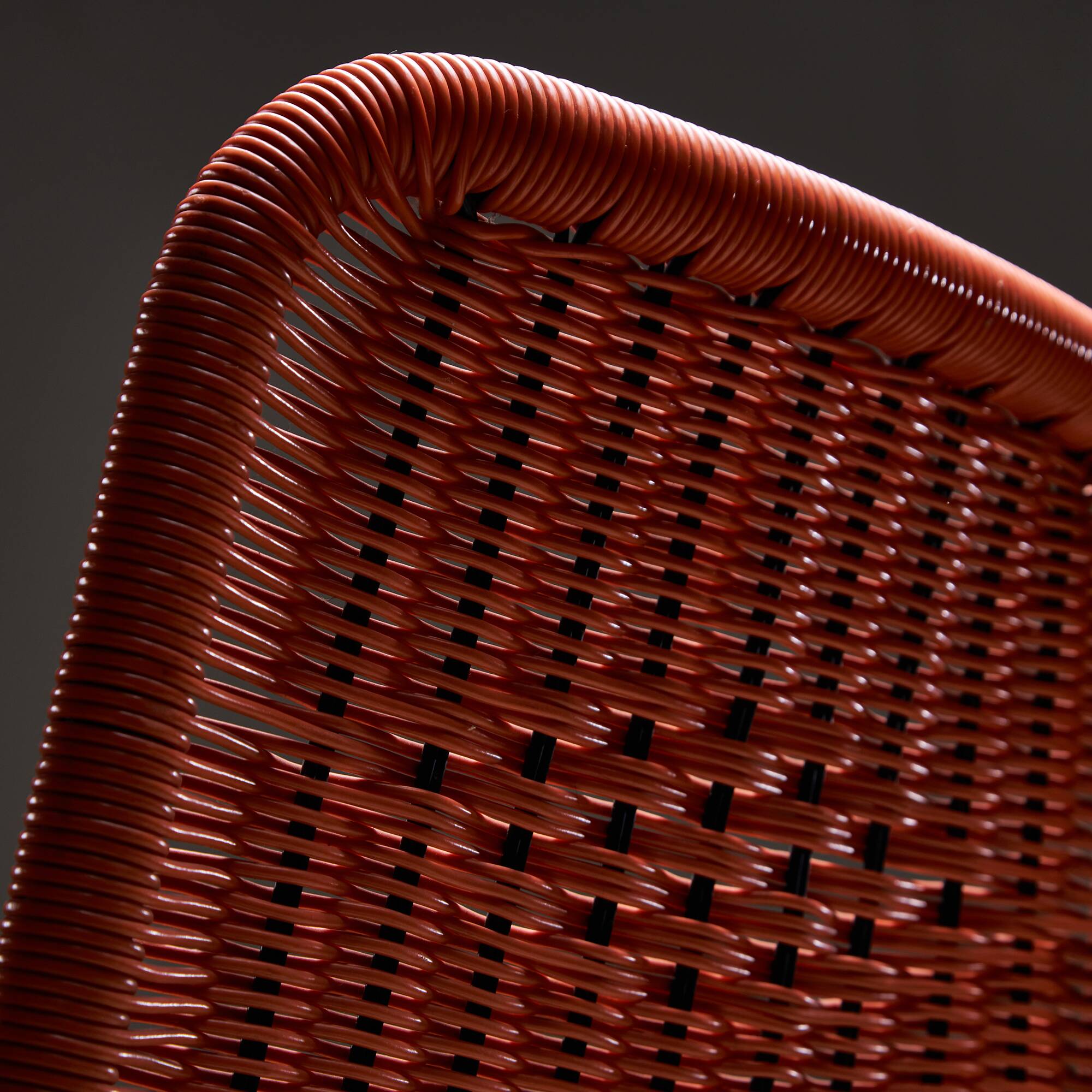 Chaises de jardin en câble plastique tressé orange