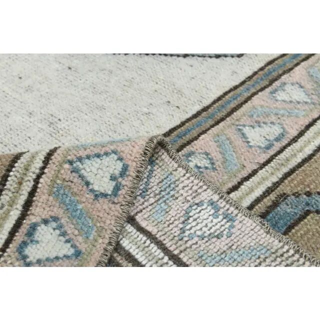Vintage Turkish Hand-Knotted Wool Cotton Beige Area Rug 193x263