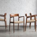Set of 4 dining chairs, model 57, by Niels O. Moller, Denmark, 1960s