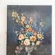 Antique painting on wood - bouquet of flowers