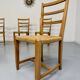 Set of 5 wooden chairs with rope seats, Scandinavian design, 1970s