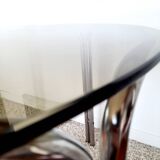 Space Age dining table smoked glass - chrome 70's