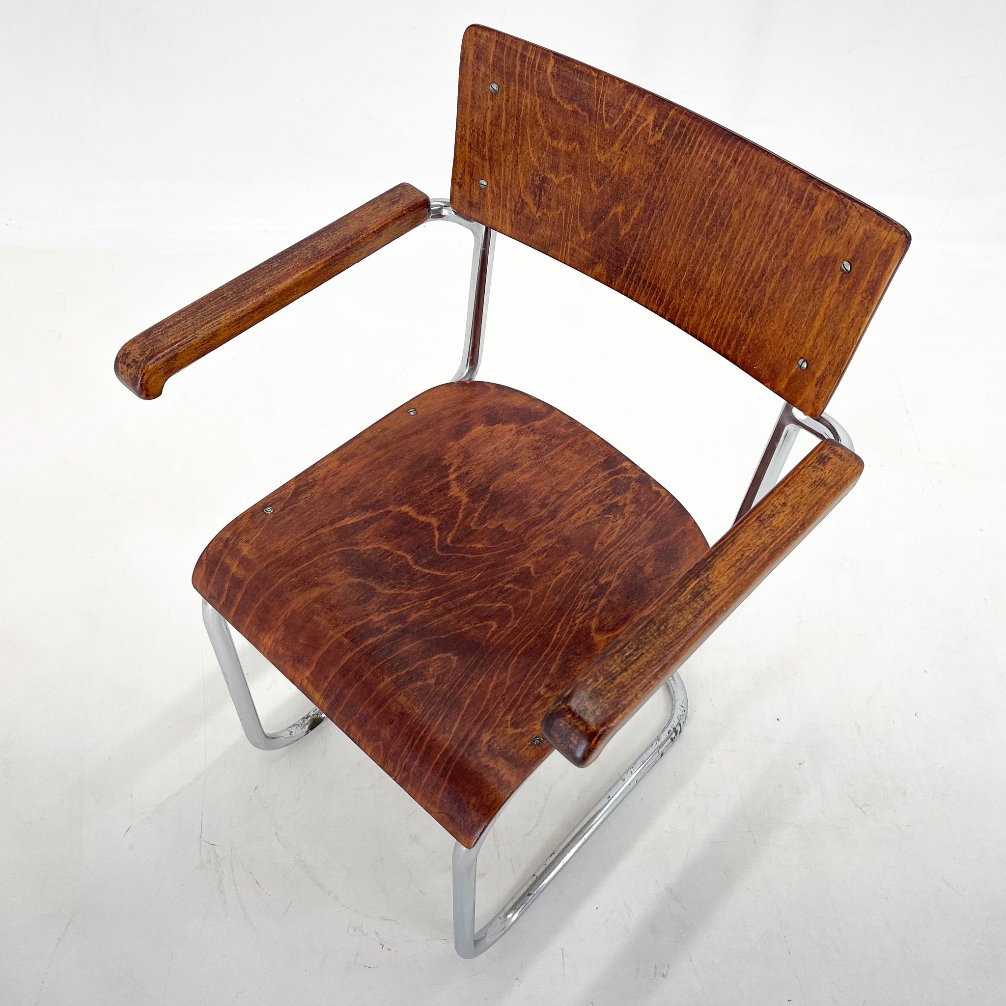 1960's Chrome Tubular Chair with Armrests