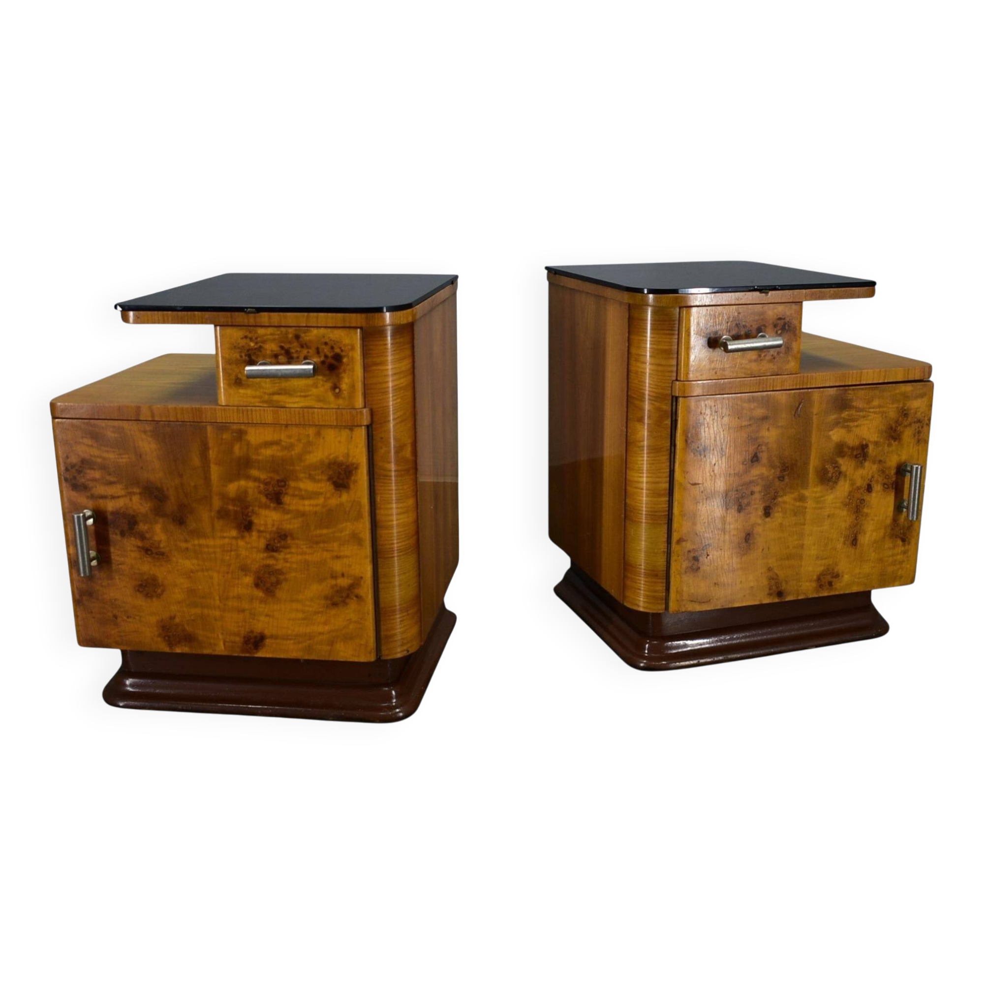 1942s set of bedside tables by Jindrich Halabala, Czechoslovakia