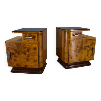 1942s set of bedside tables by Jindrich Halabala, Czechoslovakia
