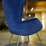 Armchair wingchair shepherdess 50s 60 blue