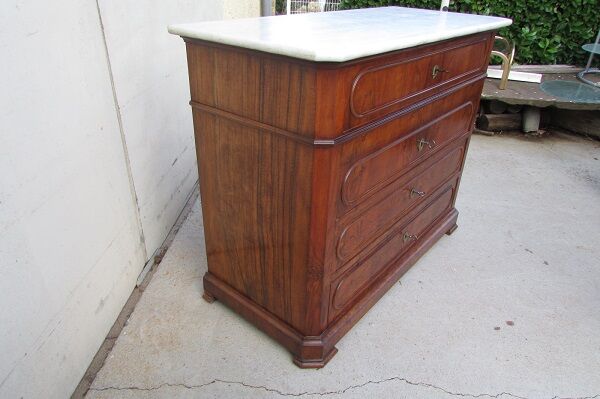 Chest of drawers secretary Louis Philippe in walnut and magnifying glass