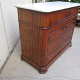 Chest of drawers secretary Louis Philippe in walnut and magnifying glass