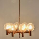 Lustre en cuivre et verre soufflé à la main par Ott International