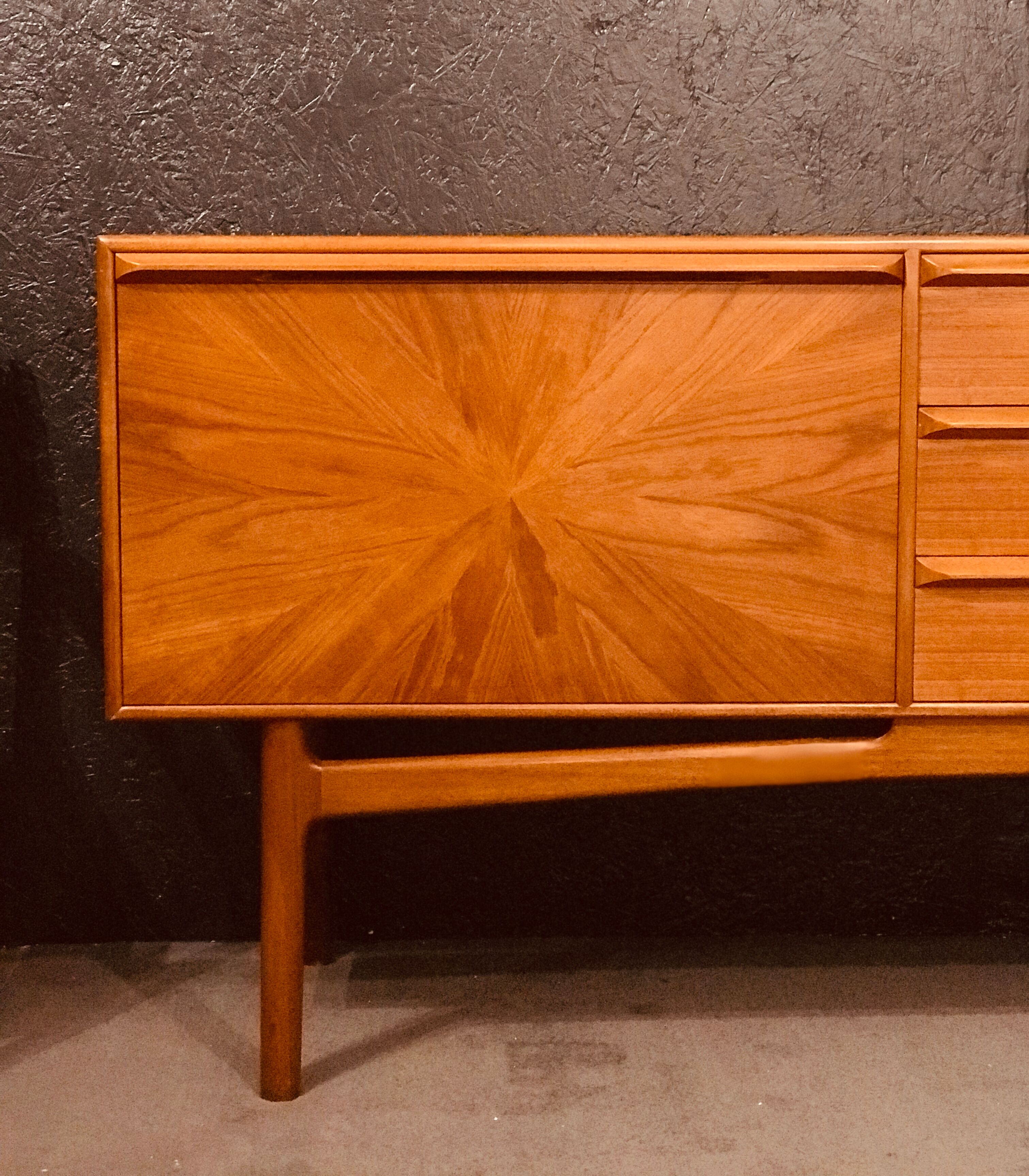 Mid-Century Teak Sideboard by Tom Robertson for McIntosh, 1960s, Sunburst collection.