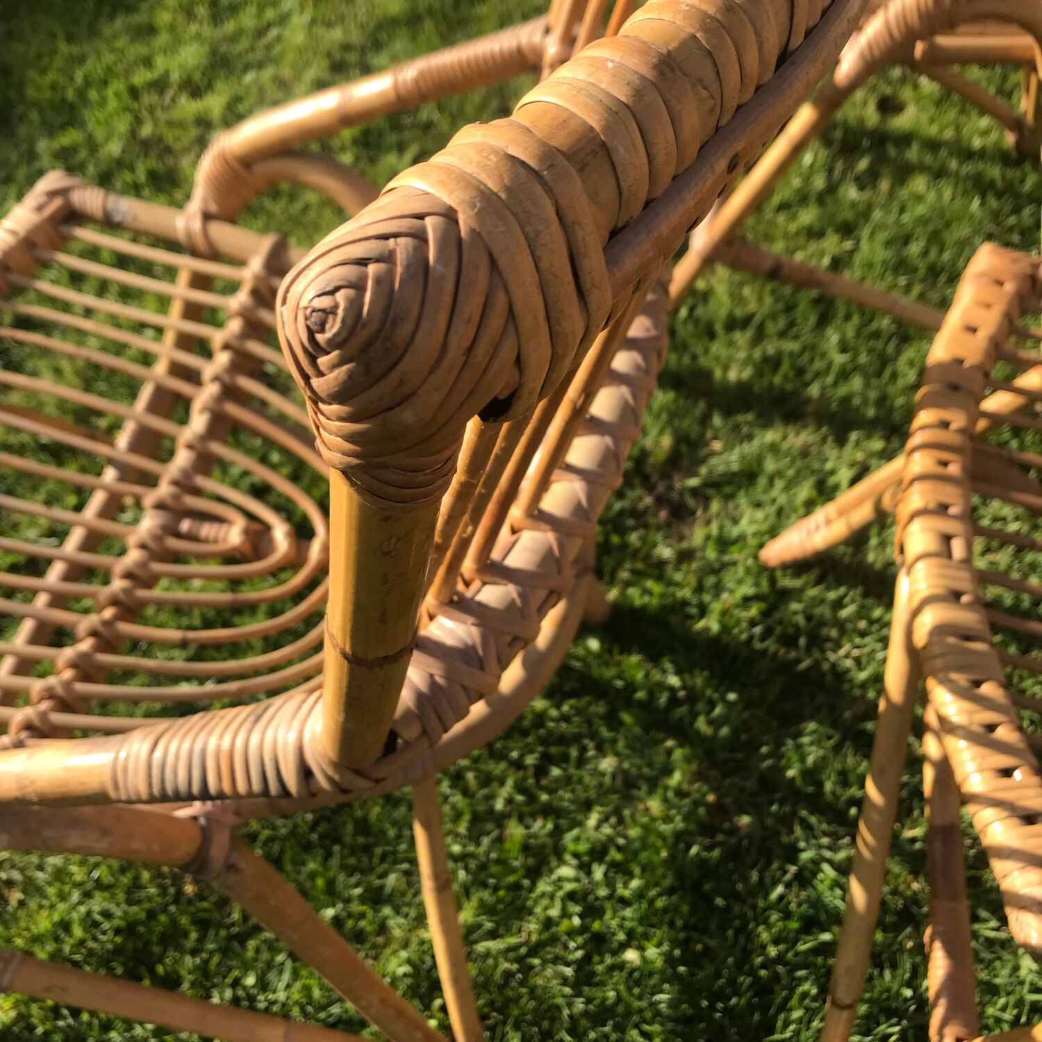 4 vintage rattan chairs 1950