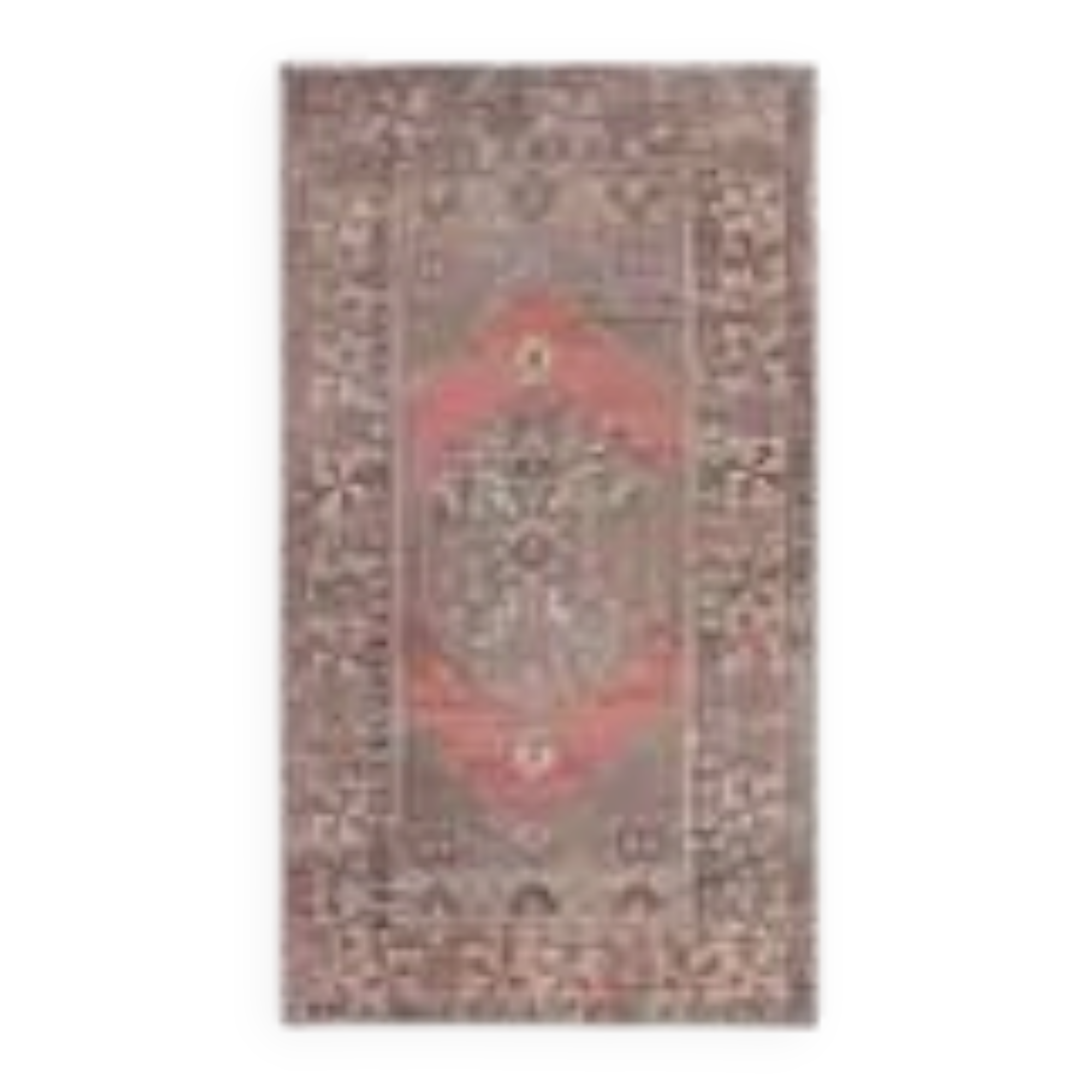 1970s Turkish Oushak Handmade Wool Cotton Brown Runner Rug 108x193