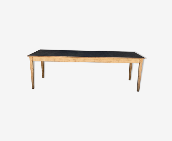 Table plateau patiné noir