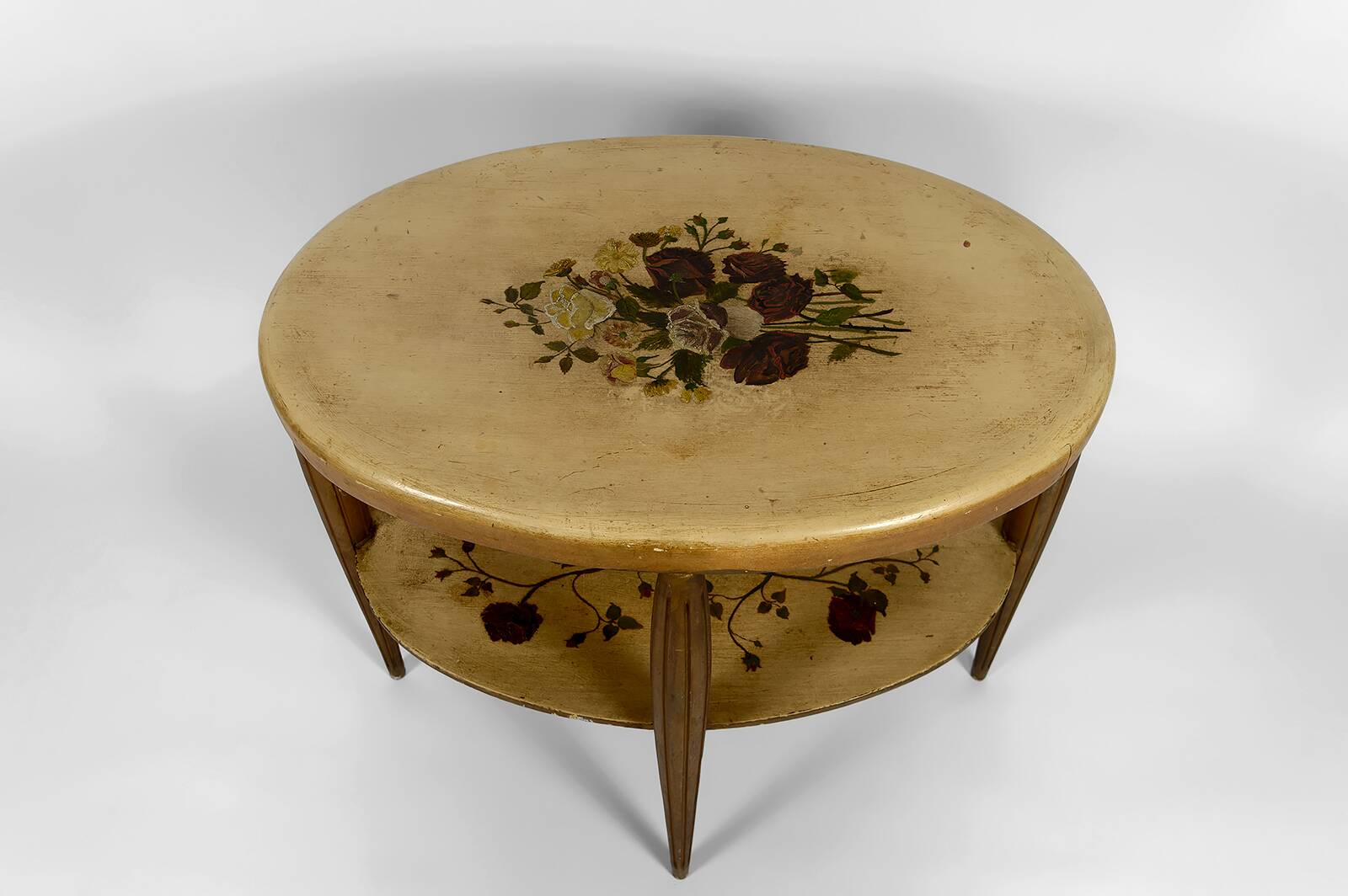 Art Deco gueridon with painted and gilded floral decoration, France – Circa 1920