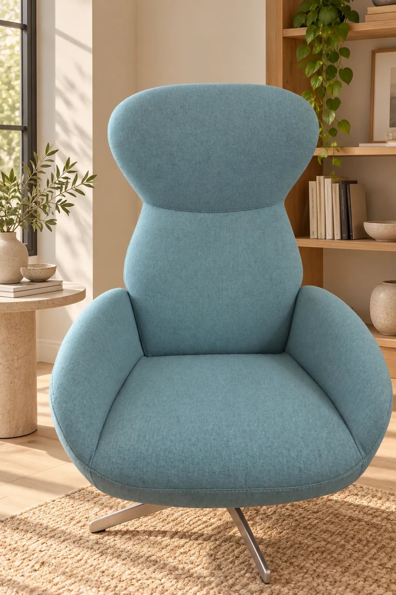 BoConcept design armchair in petrol blue, swivel and reclining.