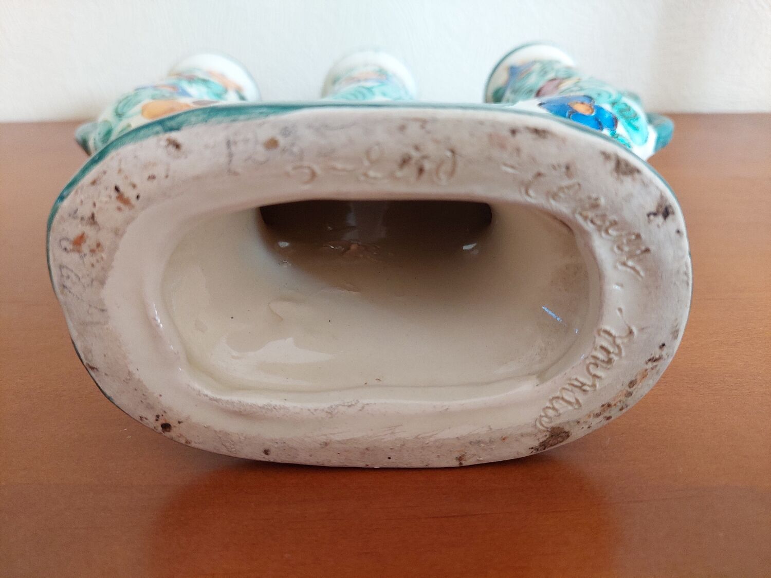 Pair of Monaco Cerart candlesticks floral decor 1950 1960