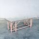 Organic Monumental Faux Bamboo Glass Top Dining Table in the style of McGuire, 1980s