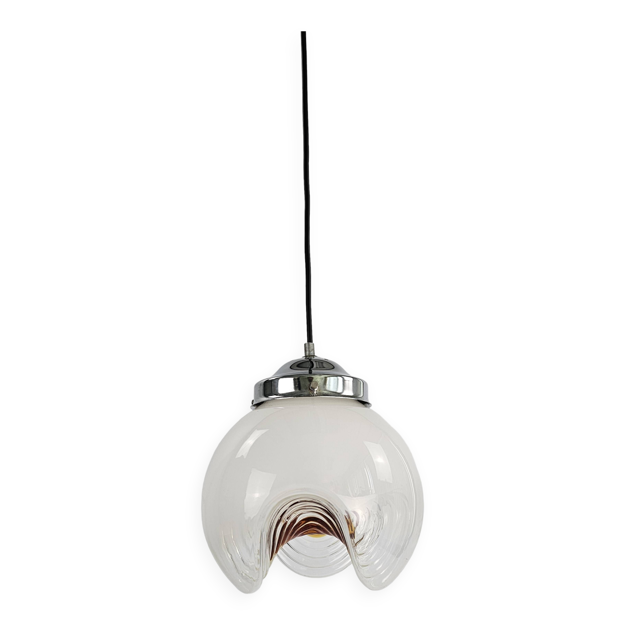 Lampe suspendue en verre de Murano effet brume en forme de vague