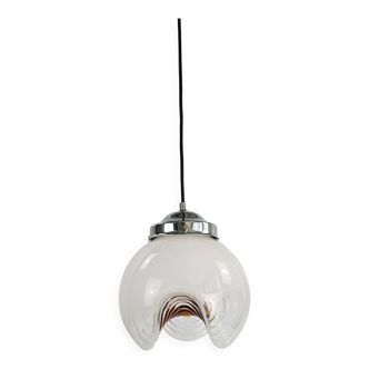 Lampe suspendue en verre de Murano effet brume en forme de vague