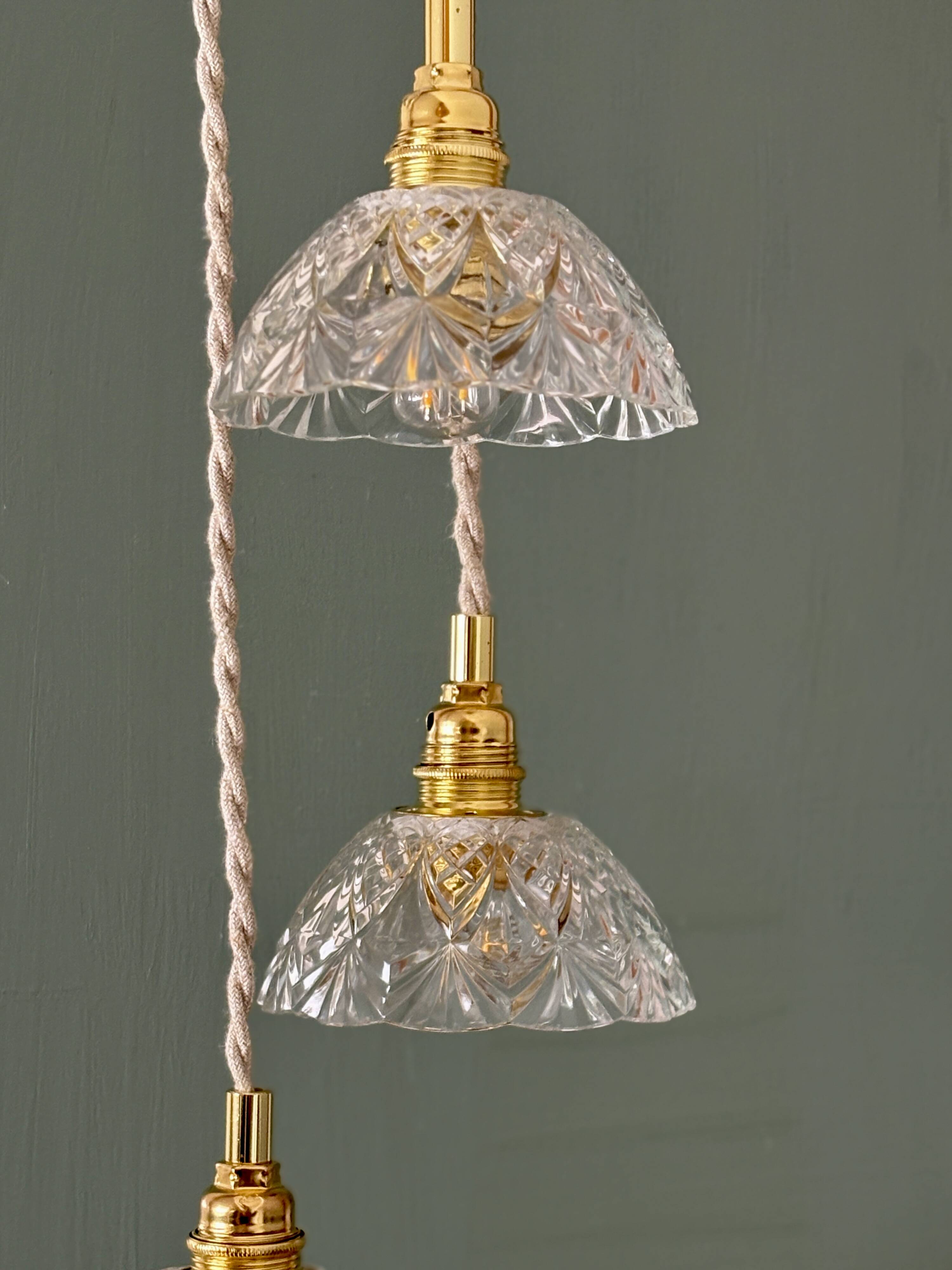 Vintage triple suspension lampshade in cut glass - tableware collection