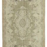 Handmade vintage oriental beige rug 183 cm x 292 cm