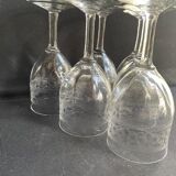 6 Large glasses 1/2 guilloché crystal – Art Nouveau