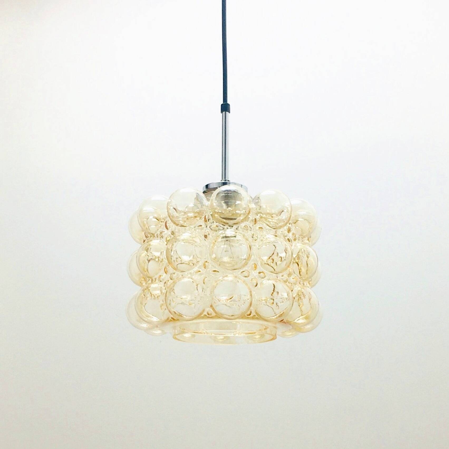 Mid-Century Amber Bubble Glass Ceiling Light/Pendant by Helena Tynell for Limburg, Germany, 1960s
