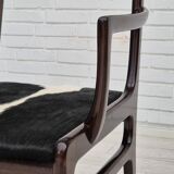 1960s, Danish design by Ole Wanscher, armchair, mahogany wood, cowhide, reupholstered.
