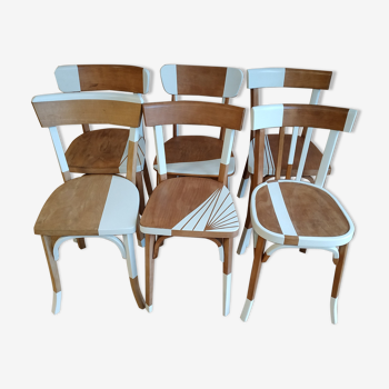 Ensemble de 6 chaises bistrot blanc plume