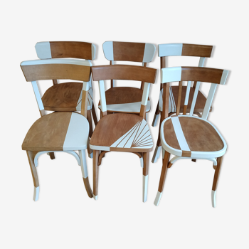 Set of 6 white feather bistro chairs