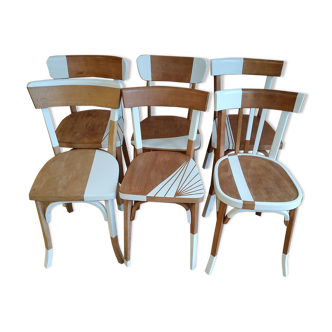 Ensemble de 6 chaises bistrot blanc plume