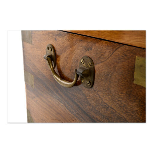 Wooden officer's chest with brass fittings | Selency