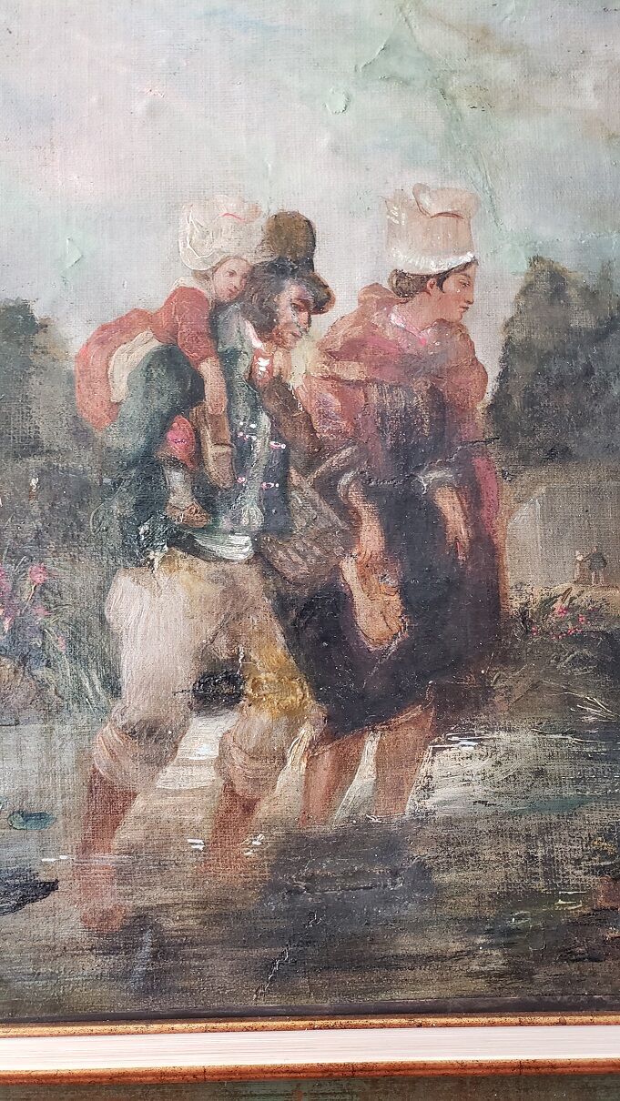 Oil on Canvas "The Ford" School XIXth