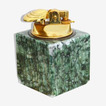 Refillable table lighter in alabaster and brass 1970