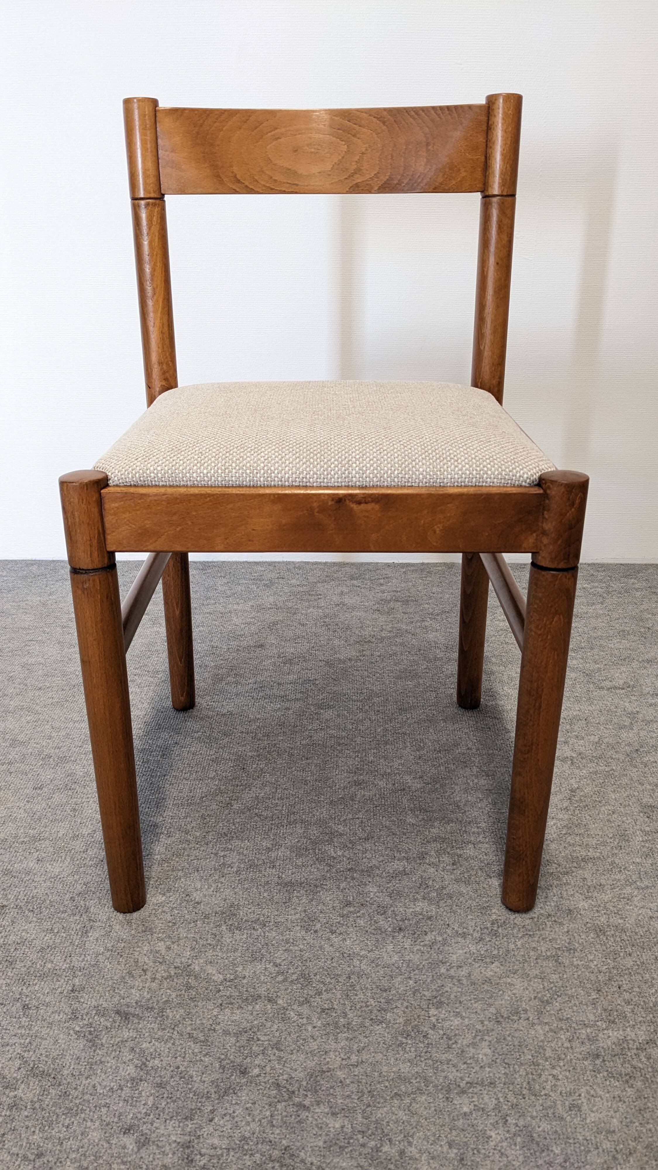 Set of 6 brutalist beech chairs, France circa 1970