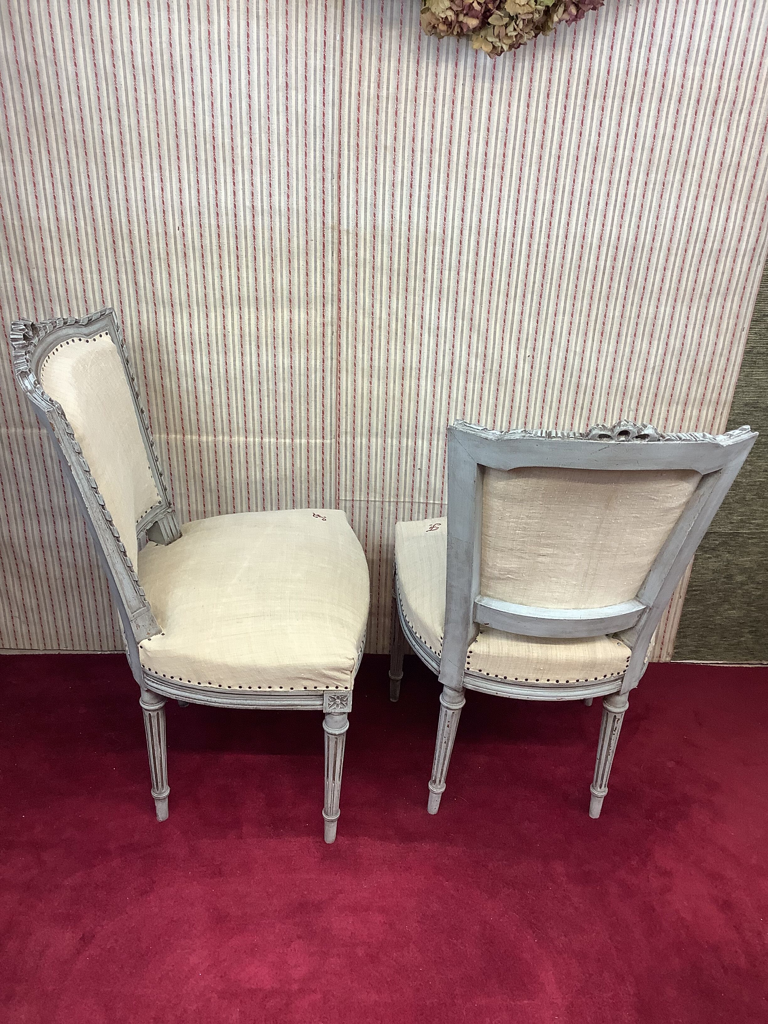 Pair of antique Louis XVI style chairs, completely renovated