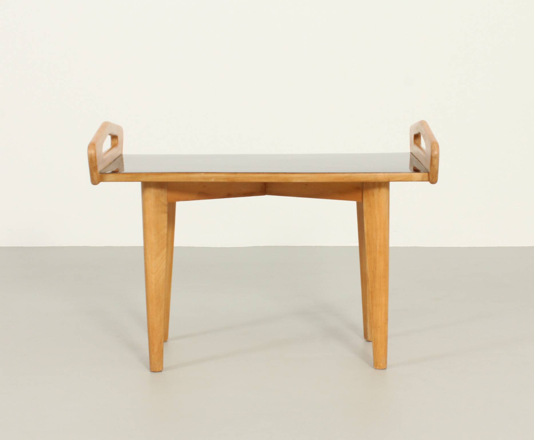 French side table in oak with large handles, 1950s.