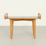 French side table in oak with large handles, 1950s.