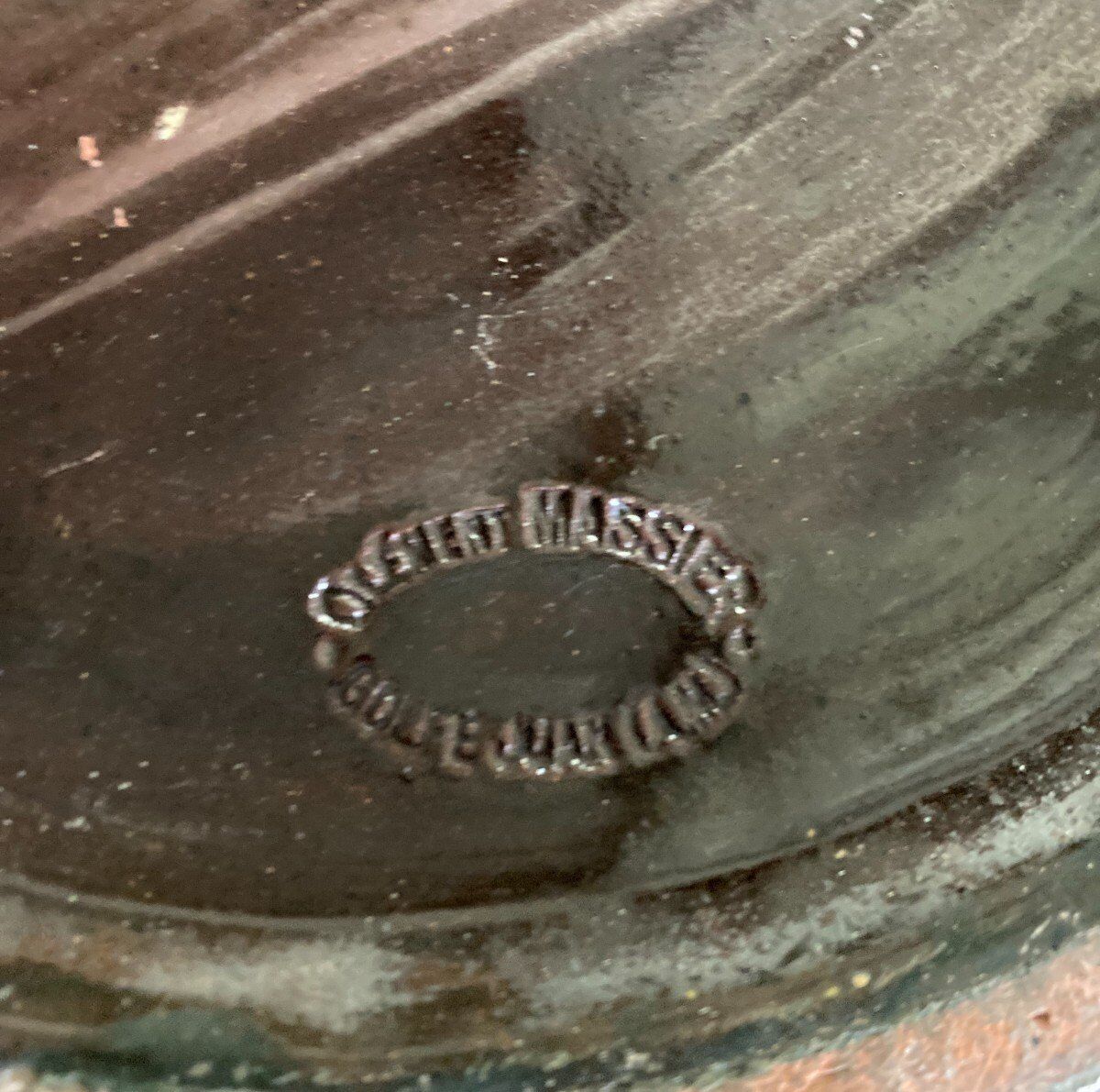 Umbrella holder in blue ceramic signed clément massier 1900-1920