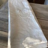 Linen sheet with OB monogram and embroidery