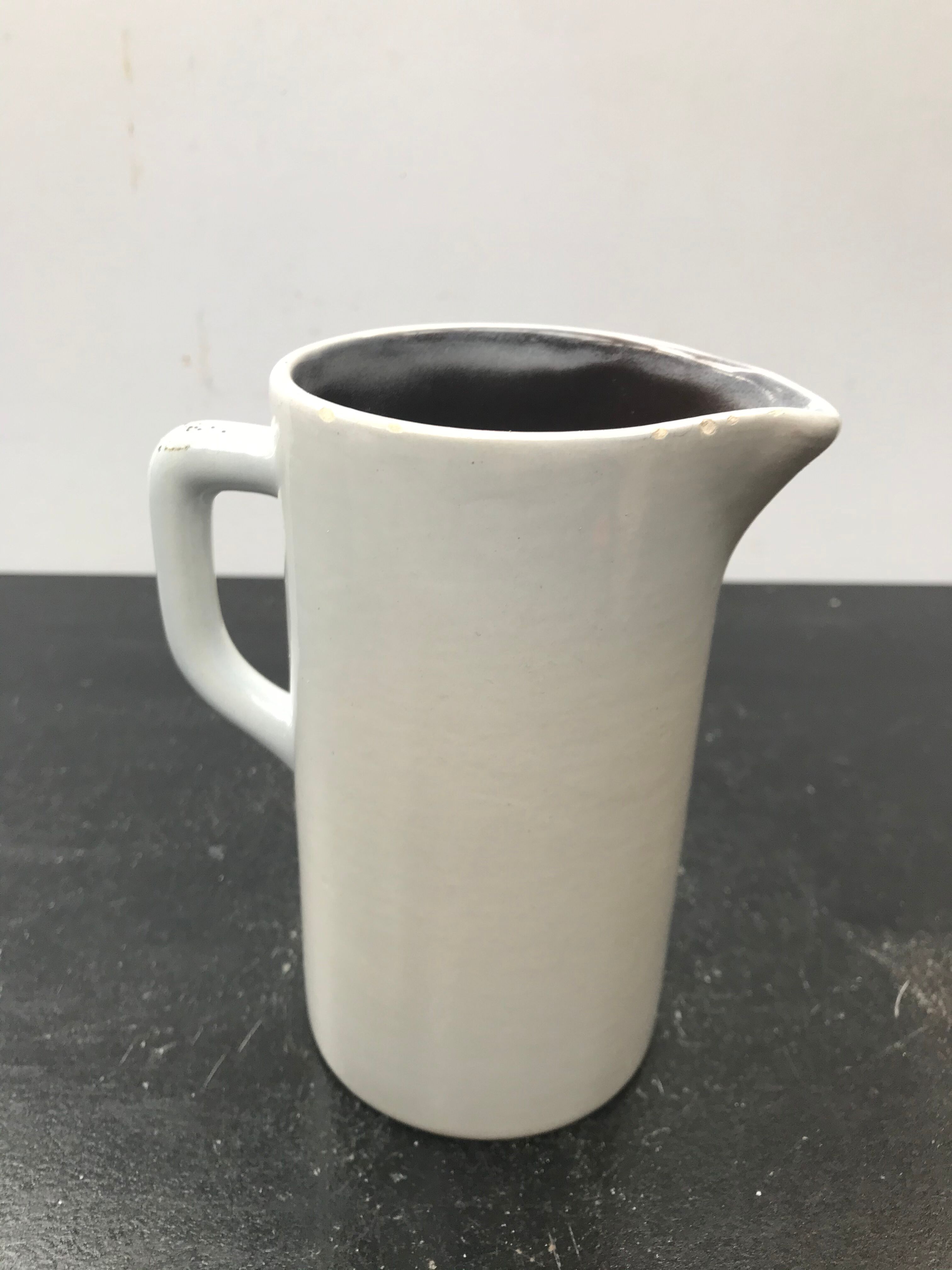 Former pitcher quimper gf ceramics white decor painted flowers - anse vintage