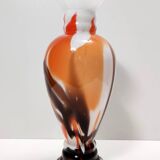 White, Orange and Brown Murano Glass Vase by Carlo Moretti, Italy