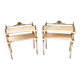 Pair of Nightstands / Console Tables with Marble Tops and Brass Legs, Italy