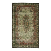 Vintage Turkish Carpet Floral Medallion Beige Green 331 x 190 cm