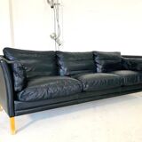 Danish mid-century vintage Mogens Hansen black leather sofa 60s