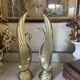 Pair of brass bookends, sculptural swans in Art Nouveau style.