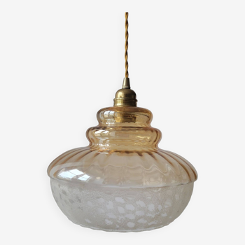 Amber and frosted glass pendant light