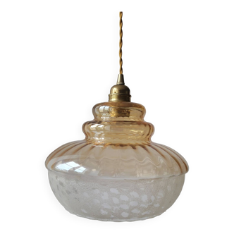 Amber and frosted glass pendant light