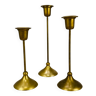 Trio of Scandinavian gilded brass candle holders from the 60s