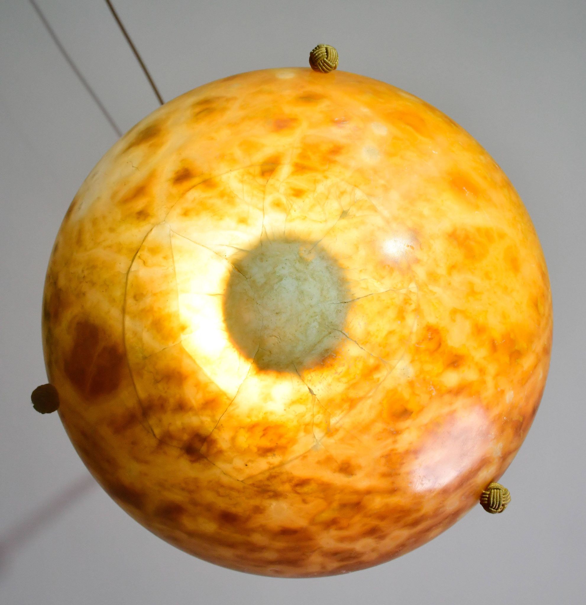 Art Deco great design brown alabaster chandelier, 1940s
